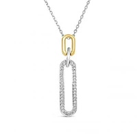 Sterling Silver & 10K Yellow Gold 0.11CTW Diamond Paperclip Pendant