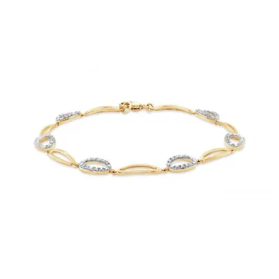 Paper Clip Style Alternating Diamond Link Bracelet