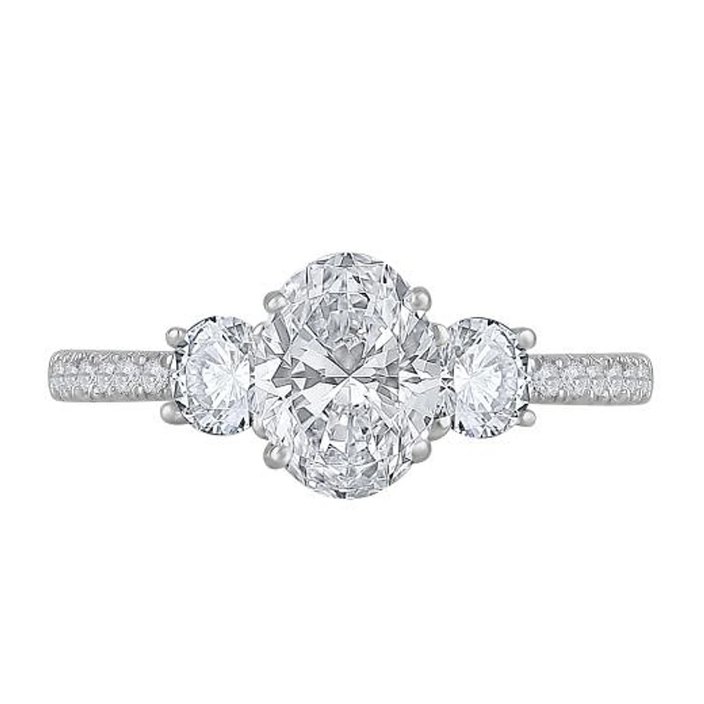 New Brilliance 14K White Gold Lab Grown 1.54CTW Diamond Three Stone Ring