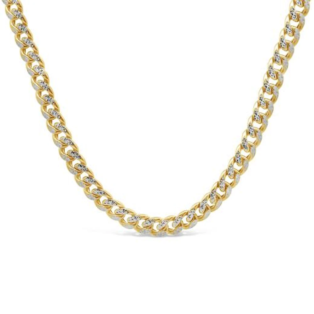 10K Yellow Gold 5.35mm 20" Semi Solid Cuban Diamond Cut Pave Chain