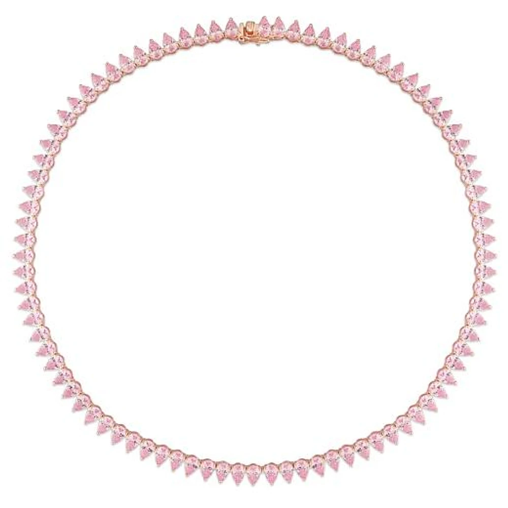 Julianna B Rose Plated Sterling Silver Pink Cubic Zirconia Tennis 18" Necklace