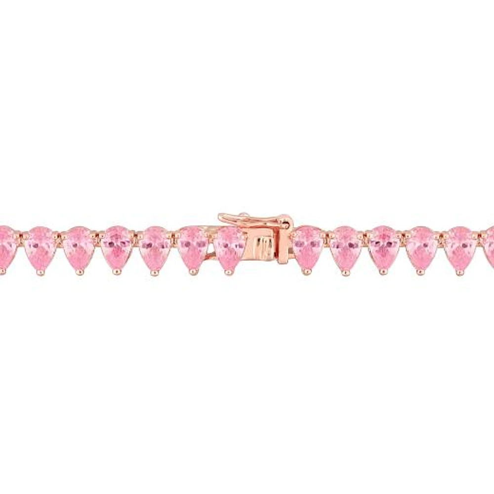 Julianna B Rose Plated Sterling Silver Pink Cubic Zirconia Tennis 18" Necklace