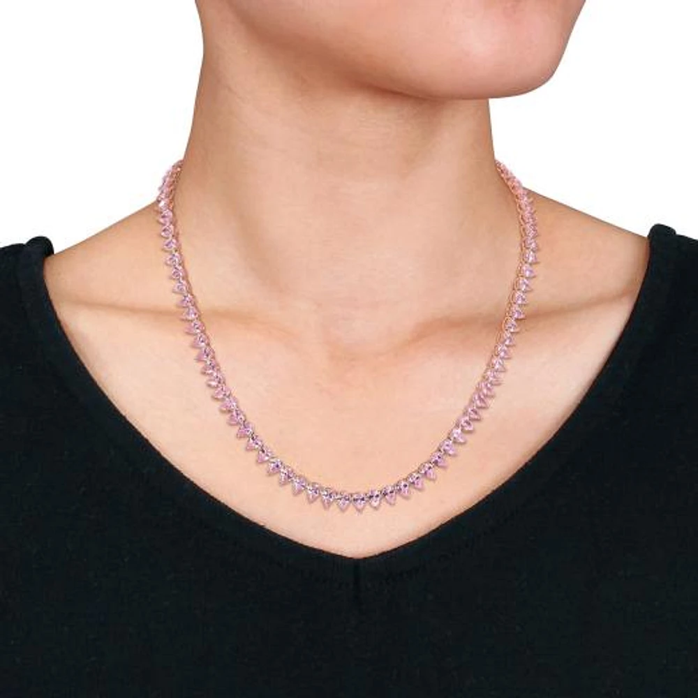 Julianna B Rose Plated Sterling Silver Pink Cubic Zirconia Tennis 18" Necklace