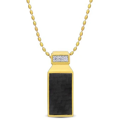 Julianna B Yellow Plated Sterling Silver Carbon Fibre Created Sapphire Pendant