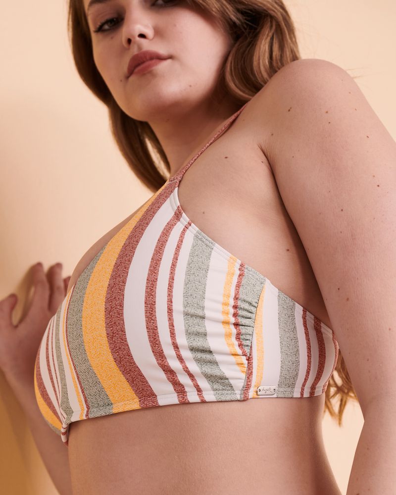 IRREGULAR STRIPE D Cup Bikini Top