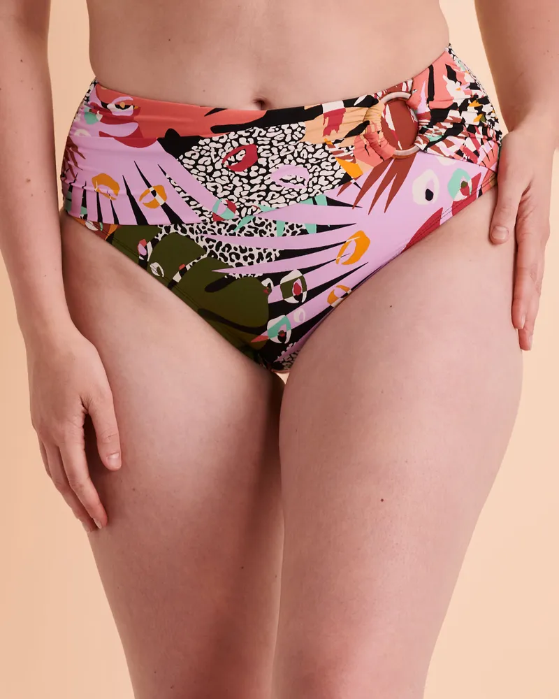 LET'S GET LOUD Draped High Waist Bikini Bottom