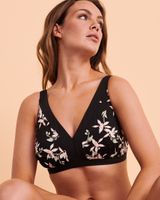 FLORAL WAVE D Cup Plunge Bikini Top