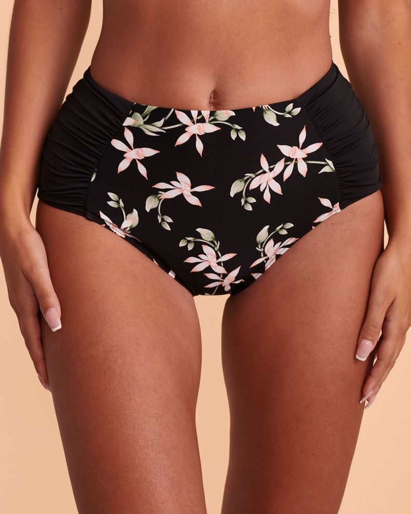 FLORAL WAVE High Waist Bikini Bottom