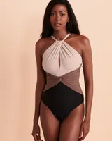 Maillot une-pièce encolure haute SOLID ESSENTIALS