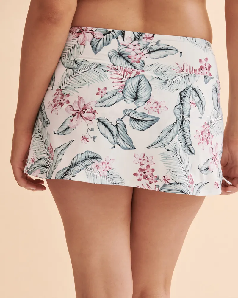White Tropical Skirt Bikini Bottom
