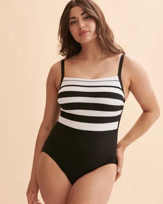 Stripe Splice DD/E Cup One-piece Swimsuit