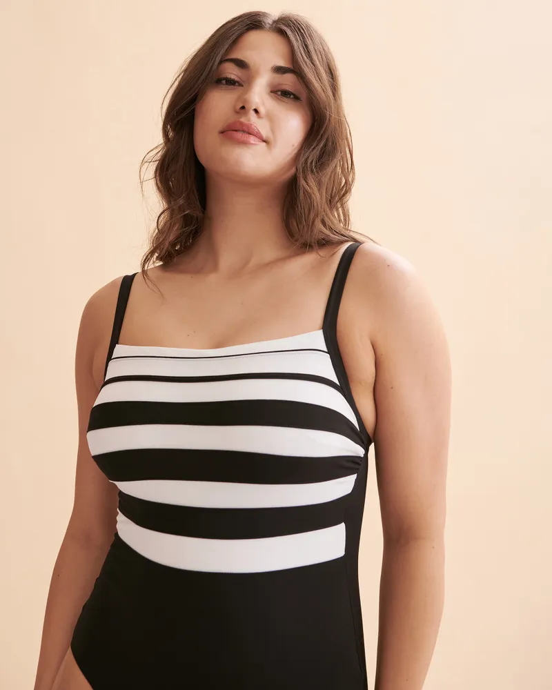 Stripe Splice DD/E Cup One-piece Swimsuit