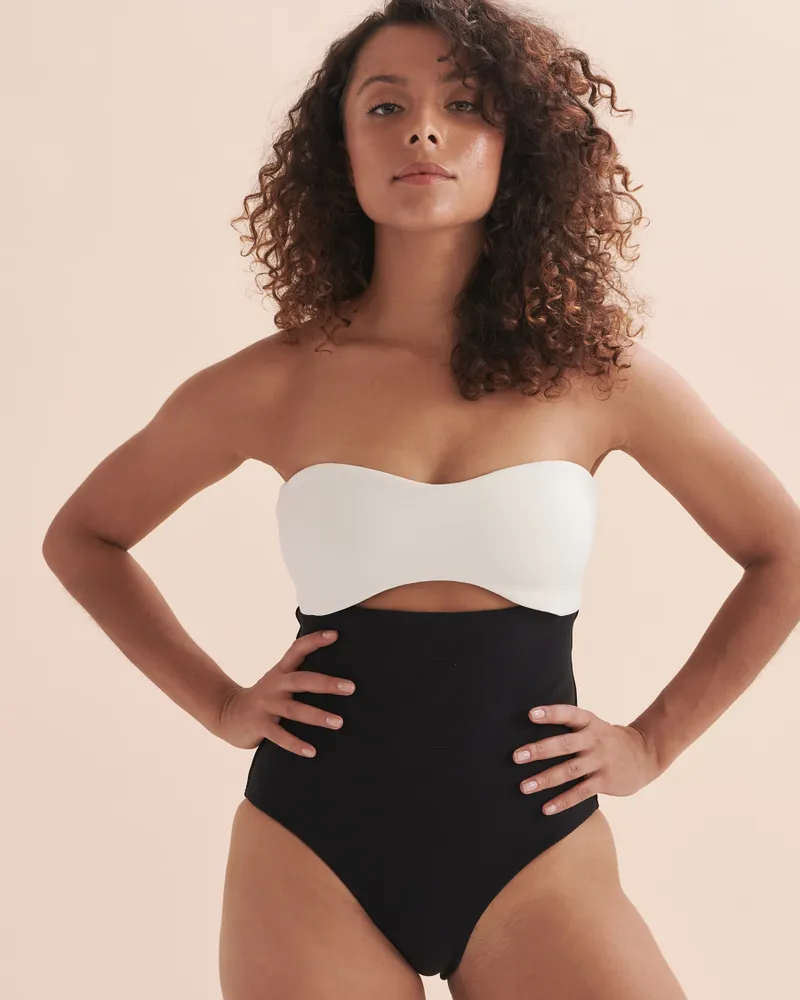 Versa Rib Cut Out Bandeau One-piece Swimsuit