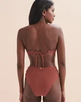 TROPIK Textured Bralette Bikini Top - Floral brown