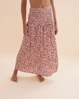 Floral Smoked Waist Maxi Skirt