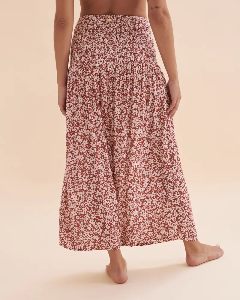 Floral Smoked Waist Maxi Skirt
