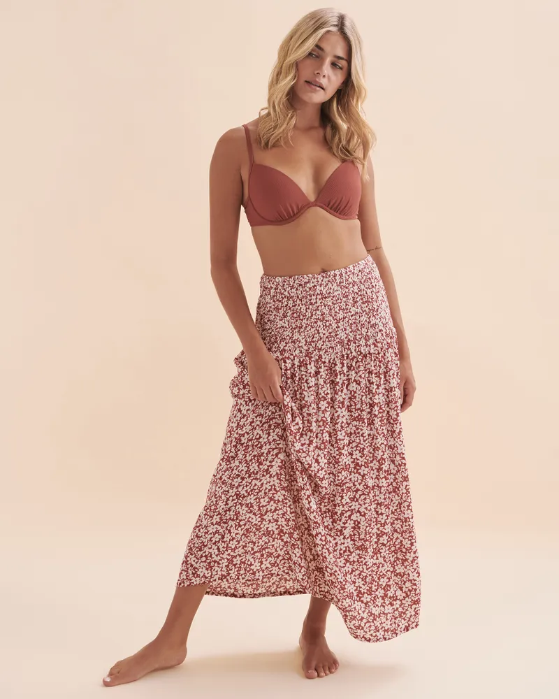 Floral Smoked Waist Maxi Skirt