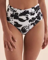 Black & White Abstract High Waist Bikini Bottom