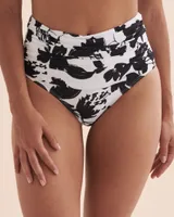 Bas de bikini taille haute Black & White Abstract