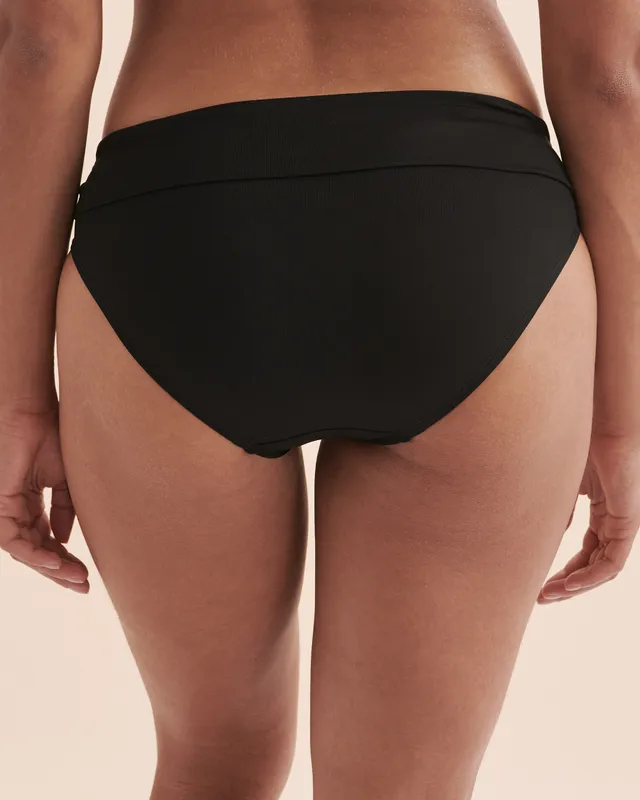 TURQUOISE COUTURE Solid Foldover Waistband Bikini Bottom - Marlin