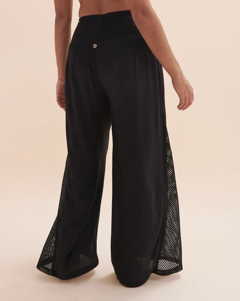 Wide Leg Pants with Side Crochet Details