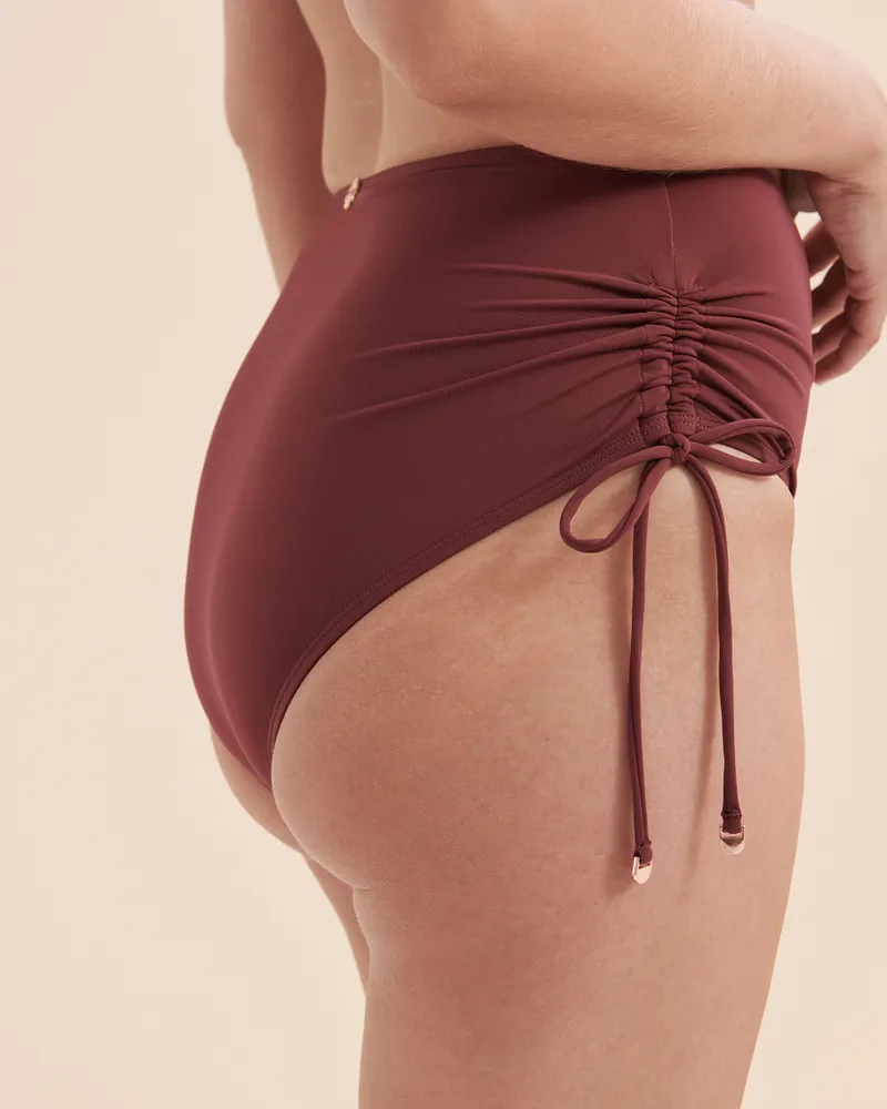 Burgundy High Waist Bikini Bottom