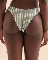 Textured STRIPES Thong Bikini Bottom