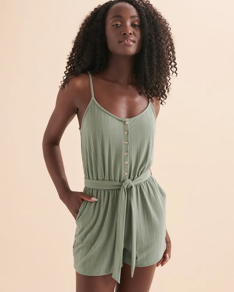 Ribbed Sleeveless Romper