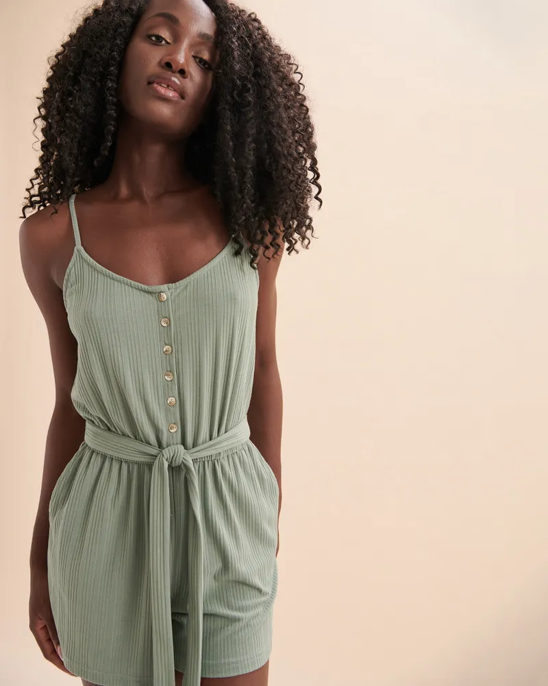 Ribbed Sleeveless Romper