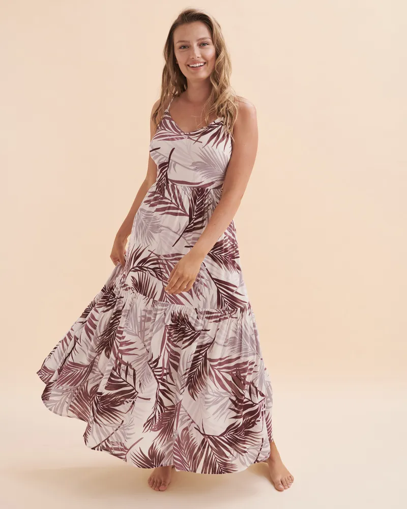 Fall Leaf Maxi Layered Dress