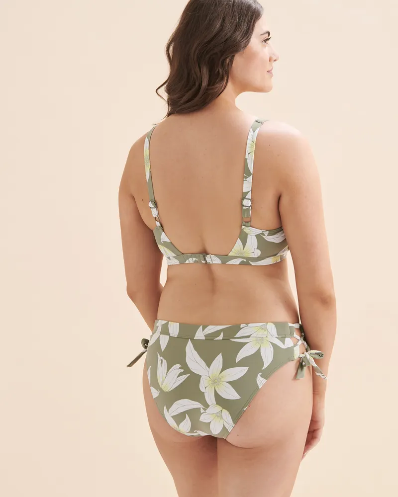 Haut de bikini bralette bonnet D vert floral