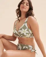 Haut de bikini bralette bonnet D vert floral