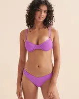 Electric Violet Ribbed Plunge Bikini Top