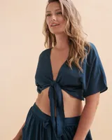 Satin Tie Crop Top