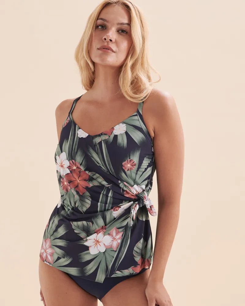 Floral Scent Knotted Tankini Top