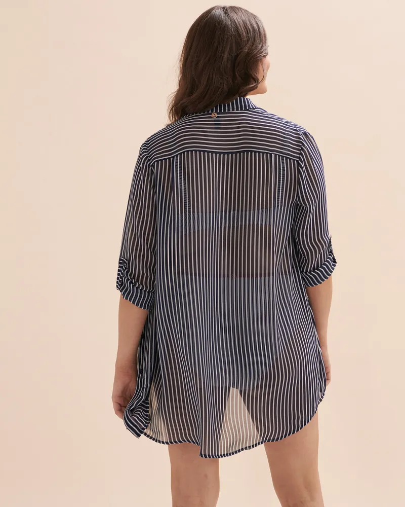 Striped Long Sleeve Button-down Shirt