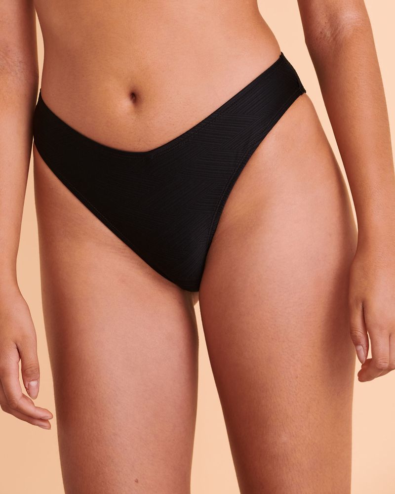 High Leg Black Thong Bikini Bottom