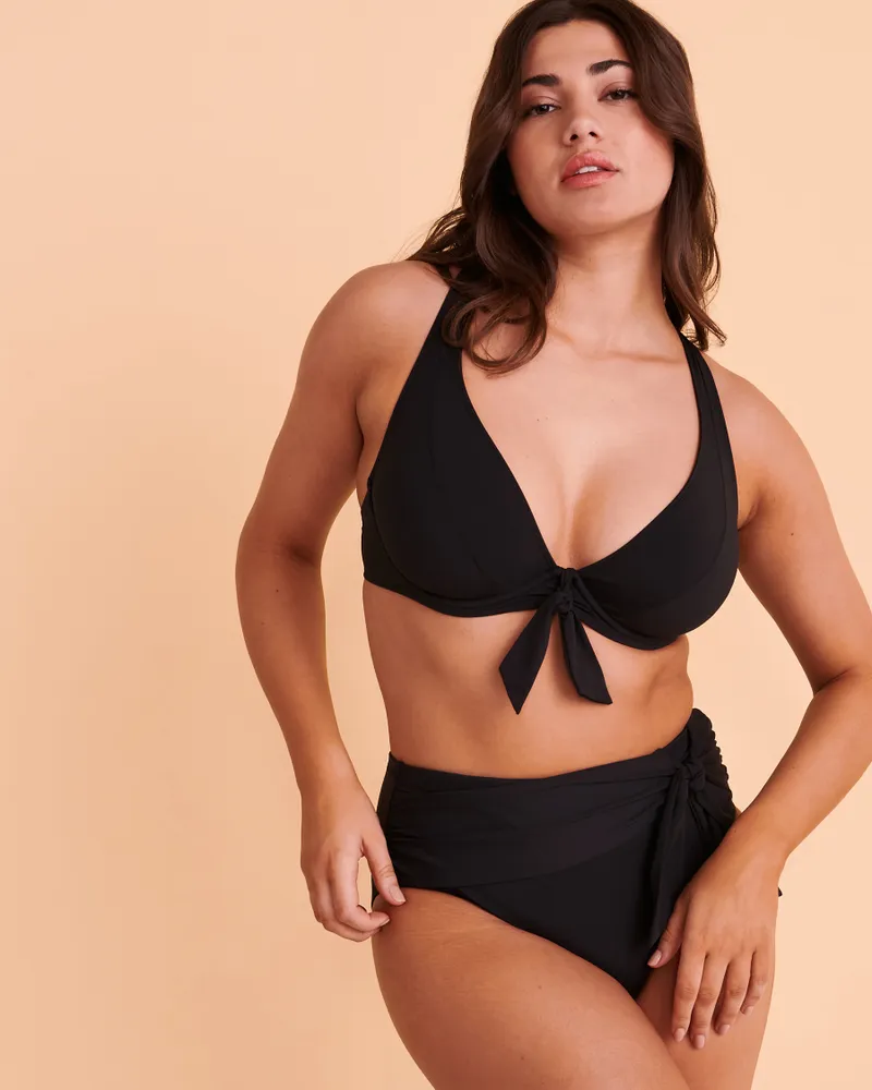 ALL TIED UP Draped High Waist Bikini Bottom