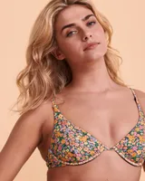 Afterglow Floral Plunge Bikini Top