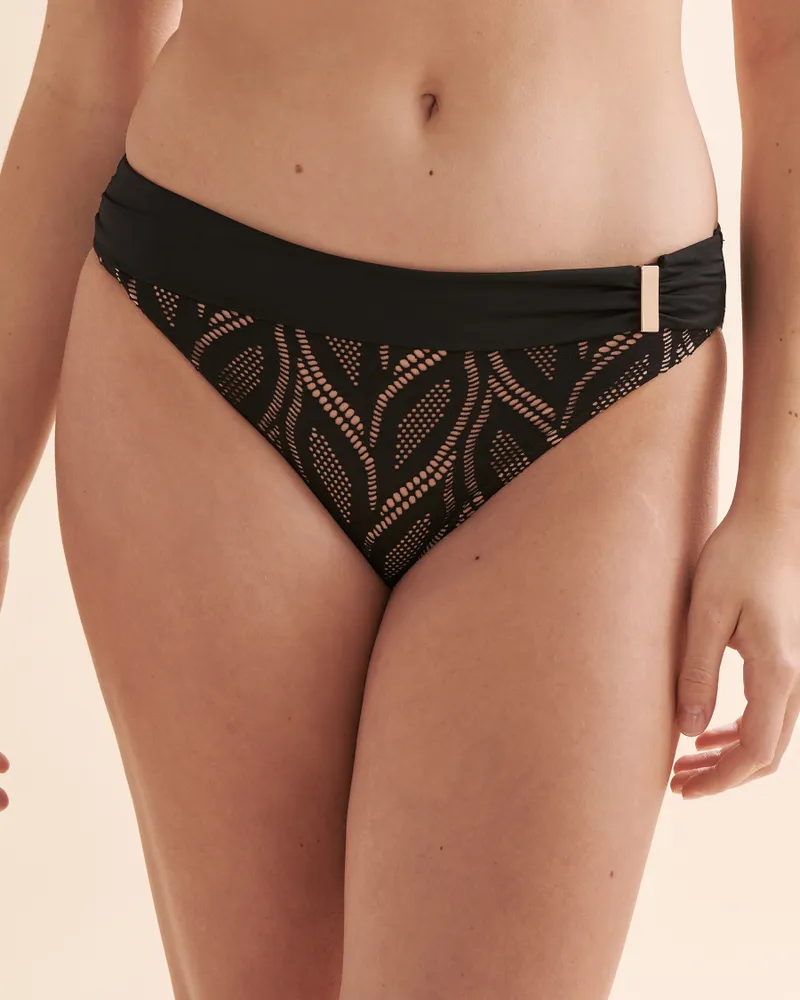 Bas de bikini bande taille plissée Crochet