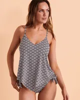 Geo Pointed Hem Tankini Top