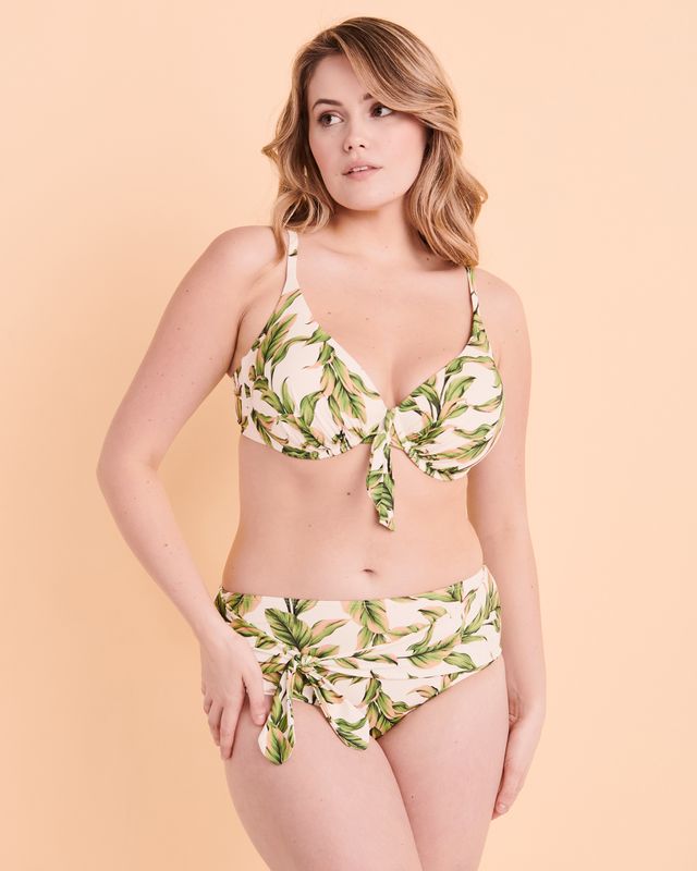 Jungle Leaves D Cup Push-up Bikini Top