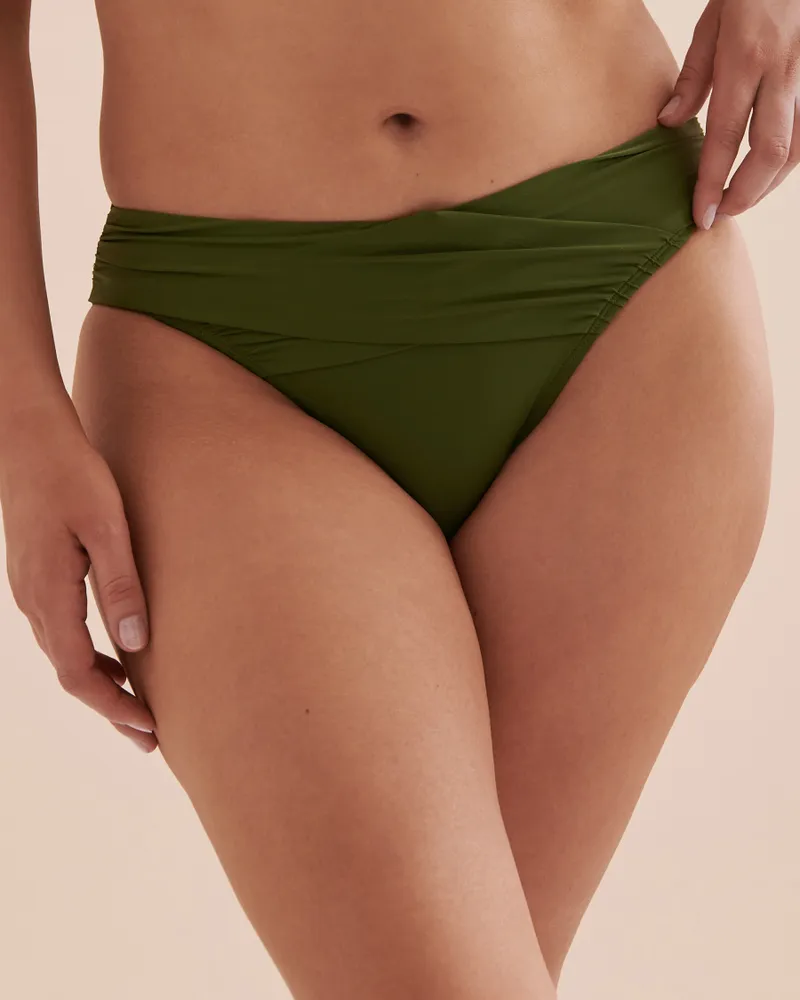 Solid Foldover Waistband Bikini Bottom