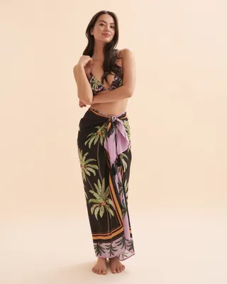 Contrast Palm Long Pareo