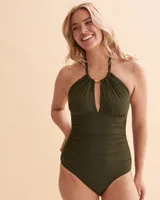 Beach Club Solids High Neck One-piece Swimsuit