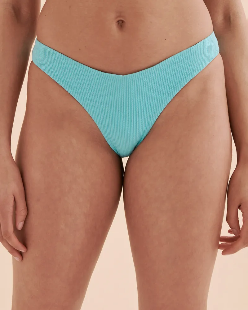 Textured Thong Bikini Bottom