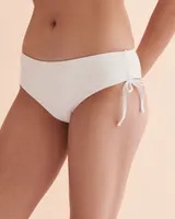 Textured Side Tie Cheeky Bikini Bottom
