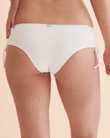 Textured Side Tie Cheeky Bikini Bottom