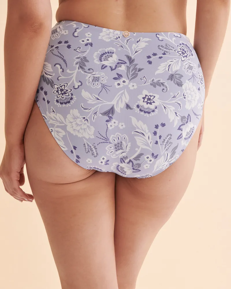 Bas de bikini taille haute Blue Floral