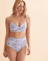 Bas de bikini taille haute Blue Floral